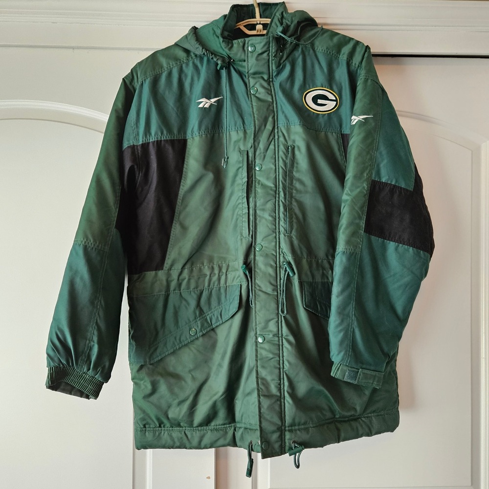 Vintage Green Bay Packers NFL Pro Line Parka Jacket Reebok‎ Mens XL Coat